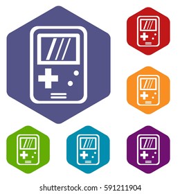 Tetris icons set rhombus in different colors isolated on white background