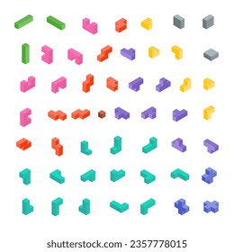 Tetris Object Isometric Vector Illustration. Suitable users for this design asset include graphic designers, illustrators, web designers, marketing professionals, educators, hobbyists, and anyone see