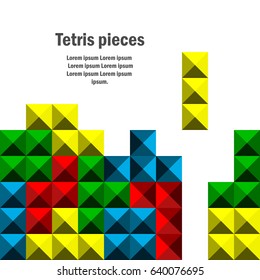 Tetris pieces, game background. Space blank for your text.