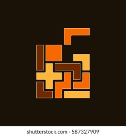 Tetris Pieces. Vector Tetris Game Pieces, Playing Tetris Blocks