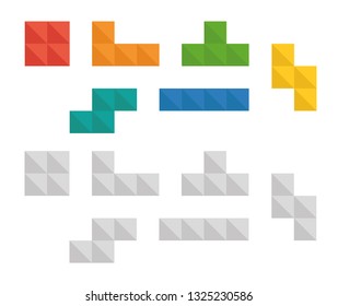 Tetris pixel bricks game vector template