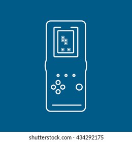 Tetris Portable Game Line Icon On Blue Background