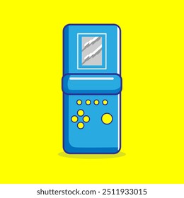 Tetris retro game console. Vector illustration isolated on yellow background