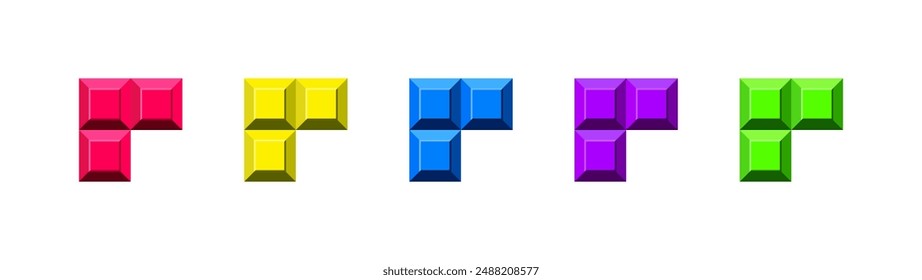 Conjunto de iconos de Formas Tetris. Estilo plano. Iconos vectoriales.