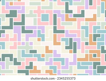 Tetris soft colorful smooth geometric square random pattern wallpaper background. vector illustration.