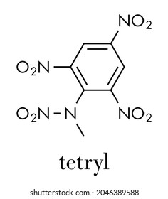 Tetryl explosive molecule. Skeletal formula.