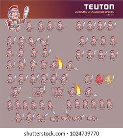 Teuton Warrior Cartoon Game Character Animation Sprite