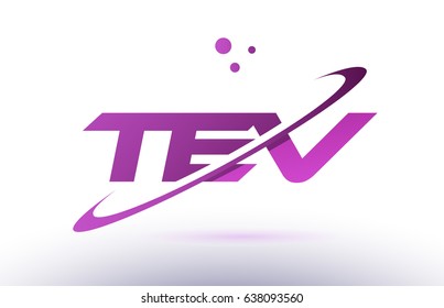 tev t e v  alphabet letter logo combination purple pink creative text dots company vector icon design template