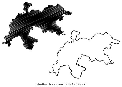 Tewkesbury Non-metropolitan district, Borough (United Kingdom of Great Britain and Northern Ireland, ceremonial county Gloucestershire or Glos, England) map vector illustration, scribble sketch map