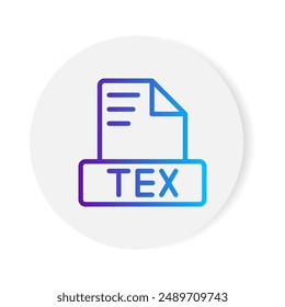 Tex document format file icon. with gradient outlines. vector illustration.