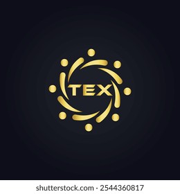 Logotipo de TEX. Diseño T E X. Letra TEX blanca. TEX, diseño de logo de letra TEX. Diseño del logotipo de la letra X en ORO,