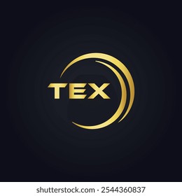 Logotipo de TEX. Diseño T E X. Letra TEX blanca. TEX, diseño de logo de letra TEX. Diseño del logotipo de la letra X en ORO,