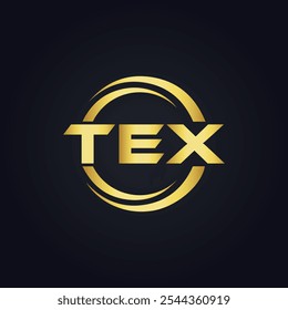 TEX logo. T E X design. White TEX letter. TEX, T E X letter logo design. T E X letter logo design in GOLD,