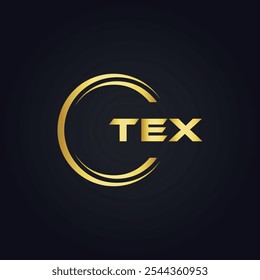 Logotipo de TEX. Diseño T E X. Letra TEX blanca. TEX, diseño de logo de letra TEX. Diseño del logotipo de la letra X en ORO,