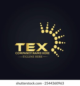 Logotipo de TEX. Diseño T E X. Letra TEX blanca. TEX, diseño de logo de letra TEX. Diseño del logotipo de la letra X en ORO,