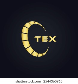 Logotipo de TEX. Diseño T E X. Letra TEX blanca. TEX, diseño de logo de letra TEX. Diseño del logotipo de la letra X en ORO,