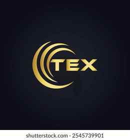 Logotipo de TEX. Diseño T E X. Letra TEX blanca. TEX, diseño de logo de letra TEX. Diseño del logotipo de la letra X en ORO,