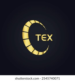 Logotipo de TEX. Diseño T E X. Letra TEX blanca. TEX, diseño de logo de letra TEX. Diseño del logotipo de la letra X en ORO,