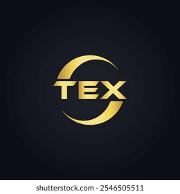 Logotipo de TEX. Diseño T E X. Letra TEX blanca. TEX, diseño de logo de letra TEX. Diseño del logotipo de la letra X en ORO,