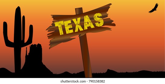 A Texan desert sunset scene with cactus