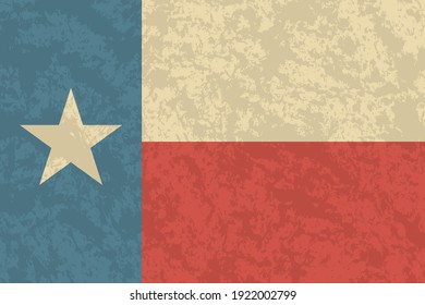 Texan flag with a vintage and old look. Lone star state flag. Texas grunge flag with a texture. Symbol of the independent spirit of the state of Texas.