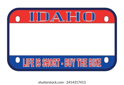 Texan State USA motorcycle licence license plate over a white background with Life is Short Buy the Bike text