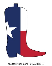 The Texan Statel Flag Set Into A Typical Cowboy Boot Outline Isolated Om A White Background