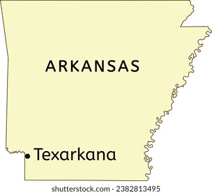 Texarkana city location on Arkansas state map
