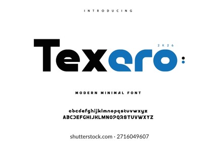 Texaro minimal creative tech logo alphabet fonts. Typography minimalist urban sans serif digital fashion future creative logos fonts. vector illustration