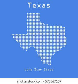 Texas abstract dots map with nickname of state. Dotted style. Vector illustration