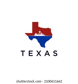 texas abstract logo design combined with city in the middle of texas map