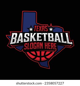 Texas Basketball team logo emblem in modern style with black background. Vector illustration