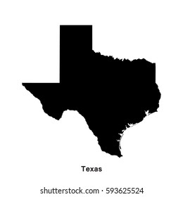 Texas black map,border with name of state