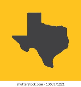 Texas black map,border on orange background. Vector illustration.