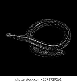 texas blind snake hand drawing vector isolated on black background.