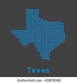 Texas blue abstract dots map. Dotted style. Vector illustration EPS8