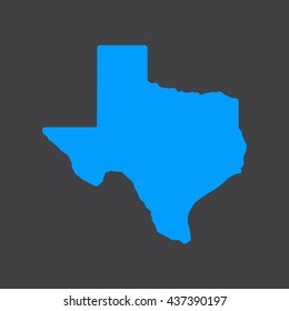 Texas blue map,border on black  background. Vector illustration.