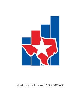 Texas Business Logo. Map and Bar chart symbol.