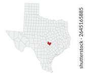Texas with capital city Austin map. Texas map of Austin. 