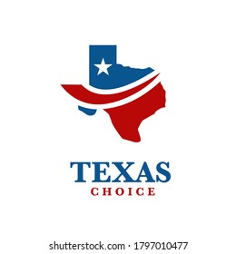 Texas Choice Logo Texas Map and Check Mark Swoosh Star Logo Symbol