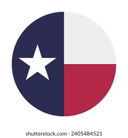 Texas circle flag. Button flag icon. Standard color. Circle icon flag. Computer illustration. Digital illustration. Vector illustration.