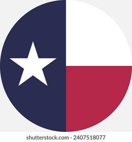 Texas circle flag. Button flag icon. Standard color. Circle icon flag. Computer illustration. Digital illustration. Vector illustration.