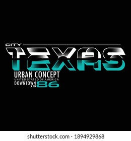 Texas City Stylish Typography Graphic T shirt Stock Vector Illustration