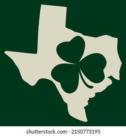 Texas Clover Map. St. Patrick Day Texas Sate Map. Vector Illustration