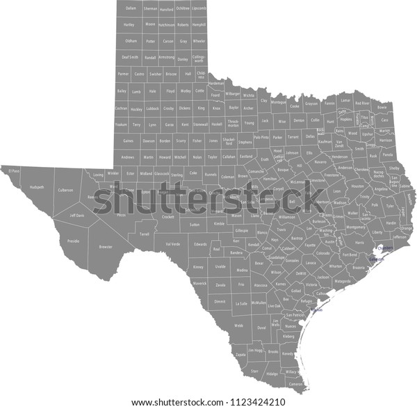 Texas County Map Vector Outline Counties Stock Vector Royalty Free   Texas County Map Vector Outline 600w 1123424210 