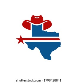 Texas Cowboy Hat and Stripe Star Logo Symbol