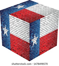 Texas Cube in made of bricks - Illustration