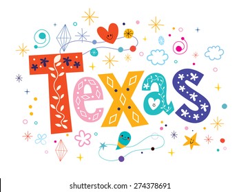 Texas decorative type lettering text design