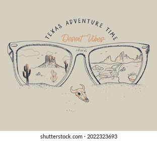 texas desert adventure vibes vector drawing 