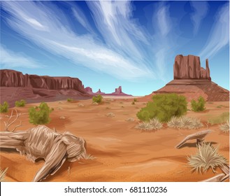 Texas Desert Landscape Backgound Vector